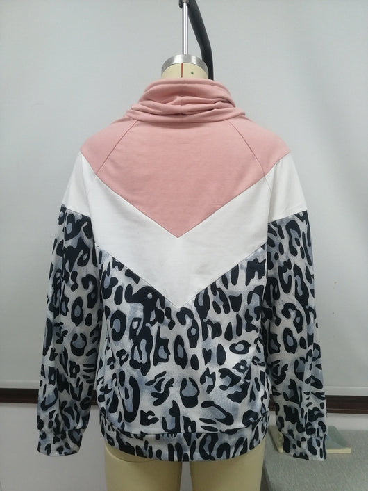 Sudadera con Capucha Patchwork Estampado Leopardo y Contraste de Colores para Mujer - Image 15