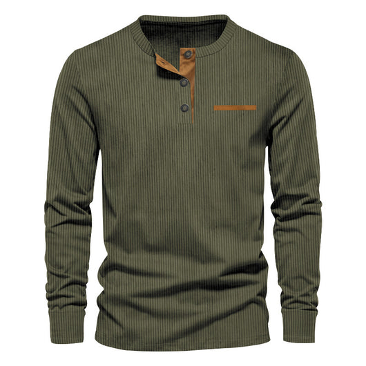 Henley de Pana para Hombre - Ajuste Slim, Manga Larga, Diseño Minimalista - Image 17