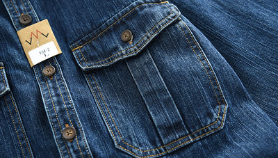 Camisa de Trabajo Denim Grueso Oversized Manga Larga para Hombre - Image 18