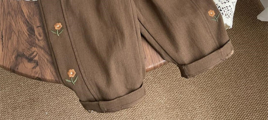 Pantalones Infantiles Cintura Alta con Bordado Floral - Estilo Occidental - Image 19
