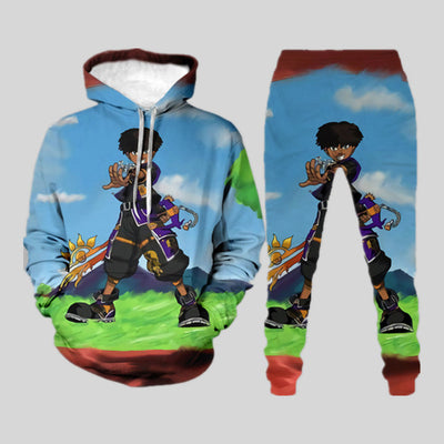 Conjunto de Sudadera y Pantalón Holgado con Impresión Digital 3D - Image 24