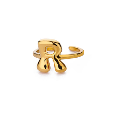 Anillo de Letras Bubble Dorado en Oro 18K Chapado - Image 90