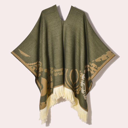 Poncho Denim Estilo Western con Flecos - Abrigo Cálido Unisex para Exteriores - Image 65