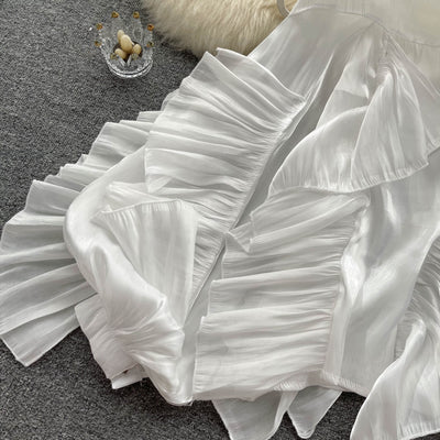 Blusa Larga de Gasa con Volantes Irregulares y Mangas Largas - Image 24