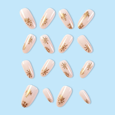 Uñas Postizas Navideñas con Diseño de Copos de Nieve y Rayas - Image 12