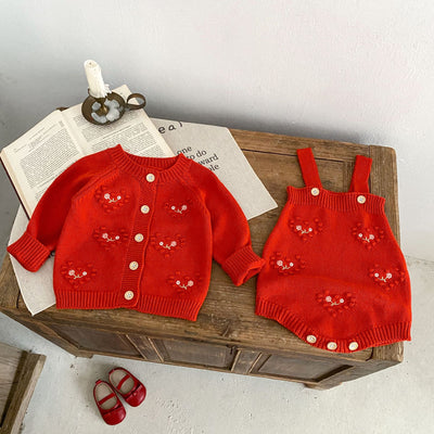 Gorro Ha Yi para Bebé Niña Rojo con Bordado de Amor - Image 32