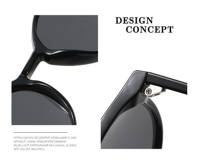 Round black full-rim sunglasses with vibrant blue polarized lenses, ideal for sun protection and fashion. - Image 21