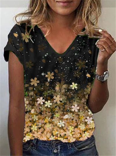 Playera Cuello V Estampado Geométrico Abstracto - Image 19