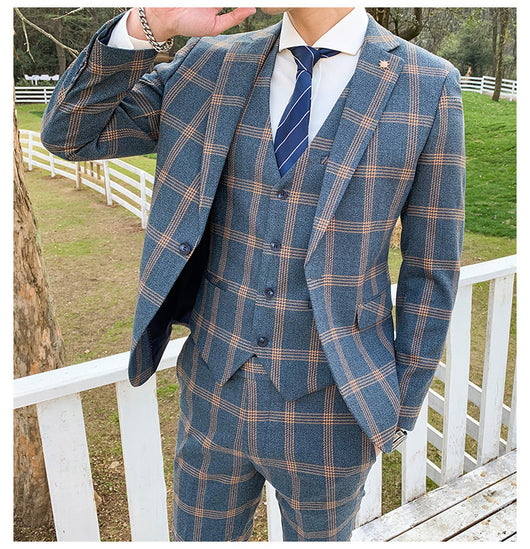 Traje Slim Fit 3 Piezas Fusión Coreana y Británica para Hombre - Image 27