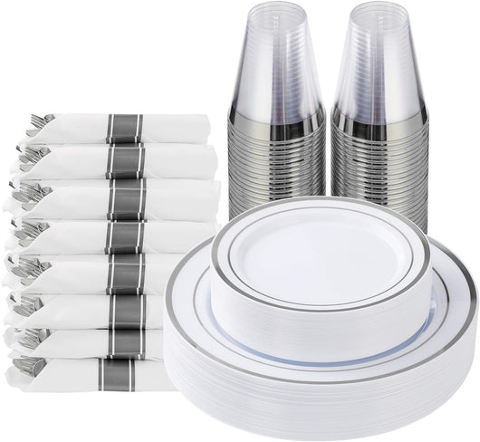 Juego de Vajilla Desechable Premium con Copa, Cubiertos y Plato Calado - Image 35