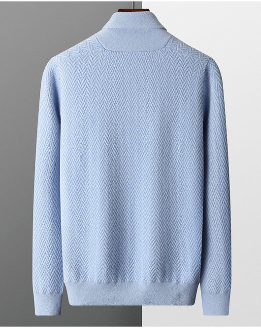 Suéter de Cuello Solapa en Cashmere Puro para Hombre - Invierno - Image 11