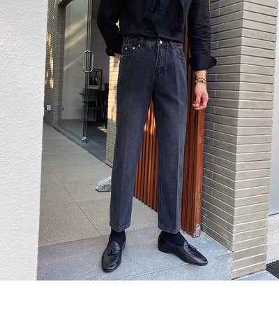 Jeans Slim Fit Estilo Retro Británico para Hombre - Image 85