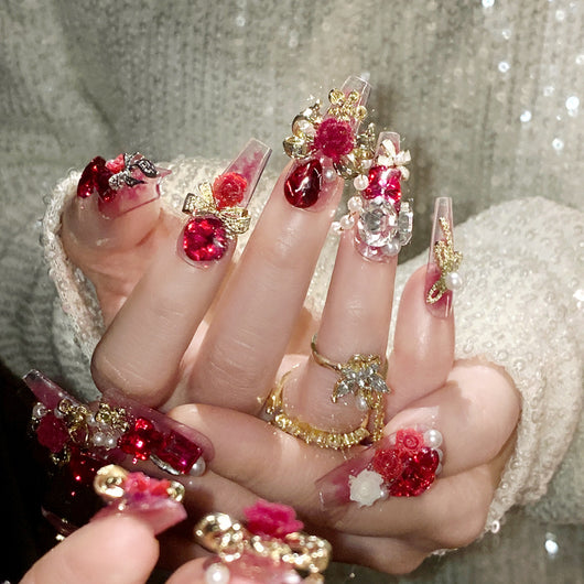 Uñas Postizas Adhesivas con Diseño Lazo Chino - Image 14