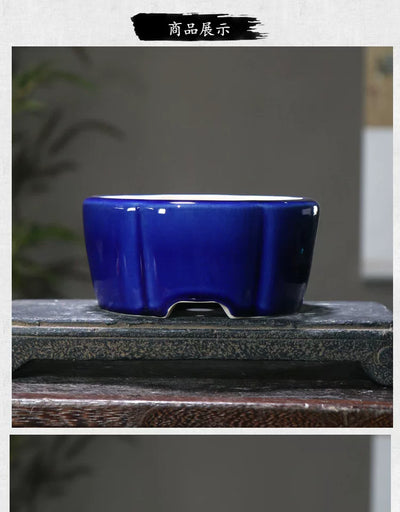 Maceta de Barro Púrpura Estilo Chino con Patrones Geométricos para Bonsái - Image 11