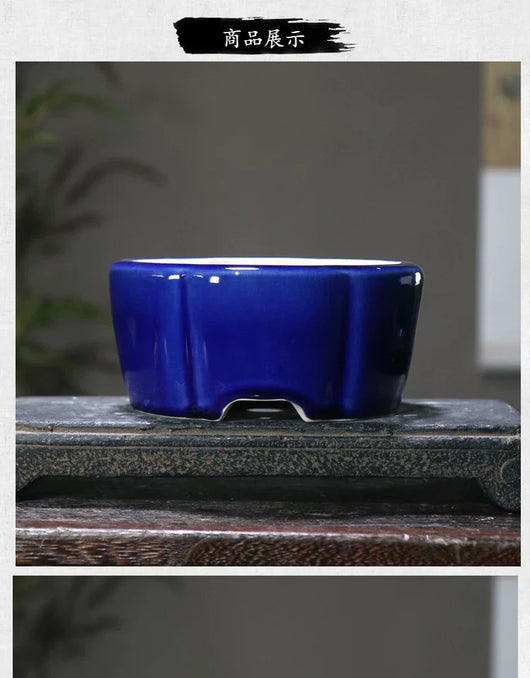 Maceta de Barro Púrpura Estilo Chino con Patrones Geométricos para Bonsái - Image 11