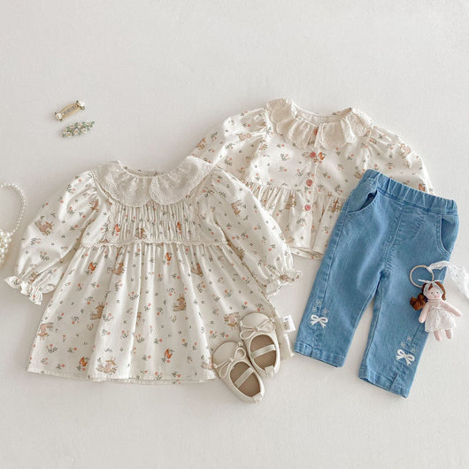 Vestido Princesa Floral Estilo Coreano con Conejo para Bebé - Image 16
