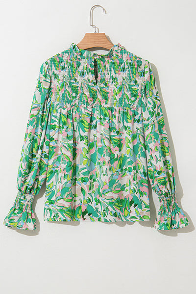 Blusa Cuello Alto de Chifón con Estampado a Juego de Colores - Image 11
