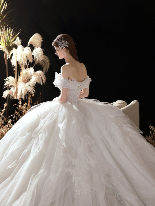 Vestido de Novia Blanco Marfil con Cielo Estrellado y Falda Voluminosa Estilizadora - Image 18
