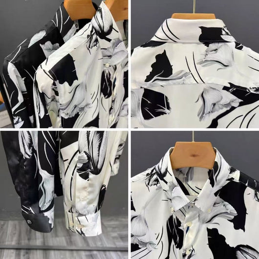 Camisa Estampada Floral Slim Fit de Manga Larga para Hombre - Image 28