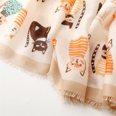 Pañuelo de Seda Estampado Paraíso Gatitos Adorables - Image 48