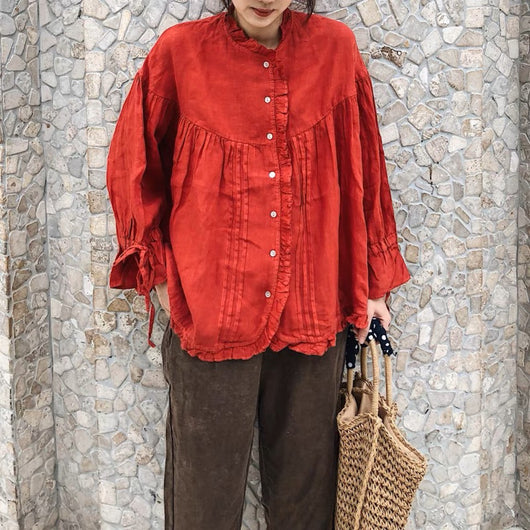 Blusa Lino Artística Estilo Japonés con Mangas Princesa - Image 7