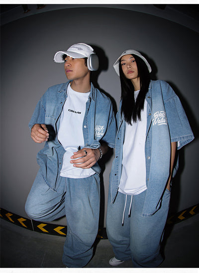 Conjunto Hip Hop Urbano: Camisa y Pantalón Denim Estilo Callejero - Image 19
