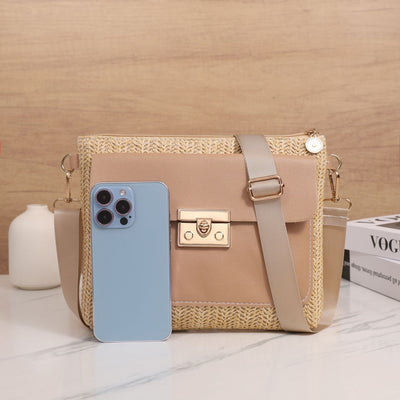 Bolsa de Hombro Tejida en Paja - Diseño Liso y Versátil - Image 29