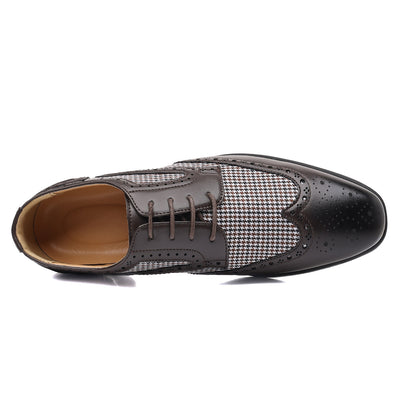 Zapatos Casuales de Cuero con Patrón Pata de Gallo para Hombre - Image 54