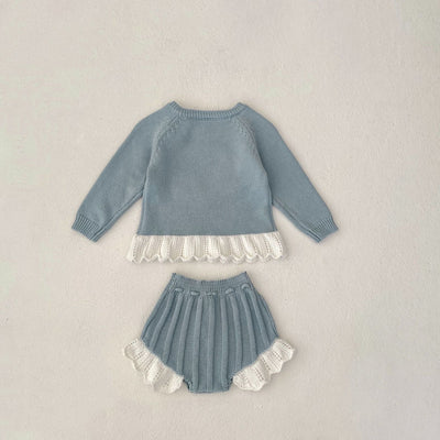 Conjunto de Crochet para Bebé Niña - Blusa Manga Larga y Pantalón Acampanado de Algodón - Image 46