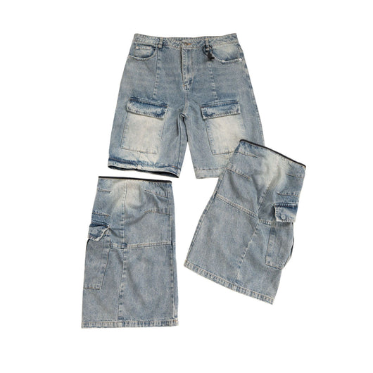 Overol Denim Vintage Desgastado con Bolsillos Múltiples y Doble Uso - Image 43