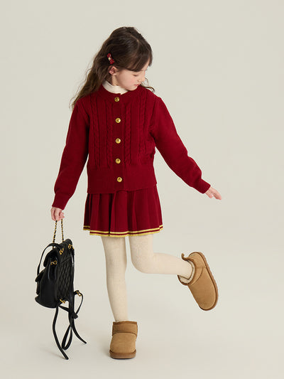 Conjunto Infantil Cardigan Tejido con Falda Plisada - Image 12