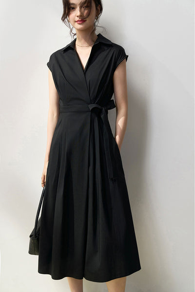 Vestido Camisero Ajustado de Algodón con Pliegues Simétricos y Corte Vertical - Image 27