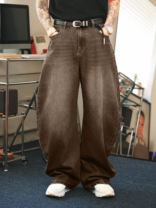 Jeans Hombre Marrón Desteñido Corte Flare Relajado - Image 10