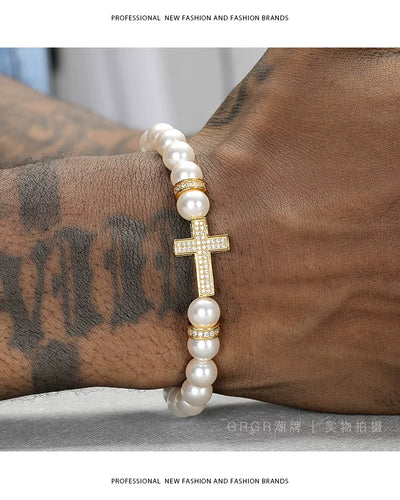 Pulsera de Cruz con Perlas para Mujer - Diseño Versátil - Image 15