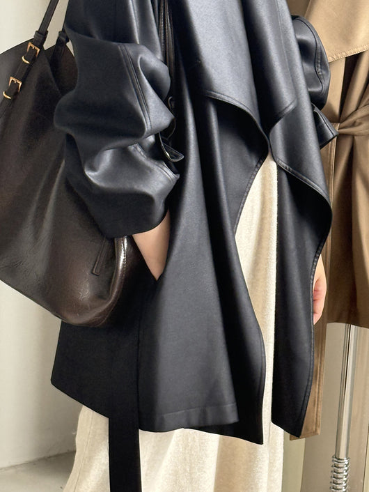 Chaqueta Cortavientos Suelta con Solapa Ancha para Mujer - Colección Otoño - Image 18