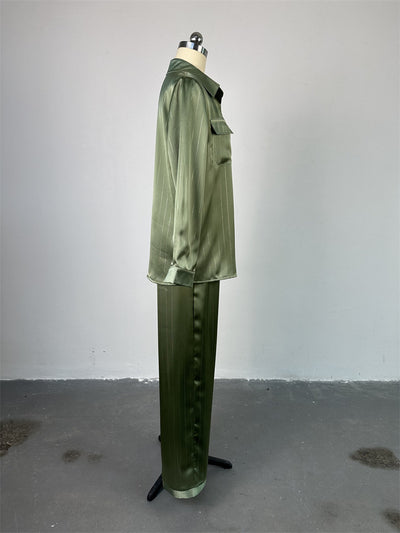 Conjunto Casual de Camisa Rayada y Pantalón Palazzo - Image 16