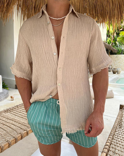 Camiseta Casual Hombre Algodón Lino Manga Corta Suelta - Image 17