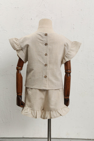 Conjunto Infantil de Algodón y Lino con Volantes - Camiseta Suelta y Casual - Image 44