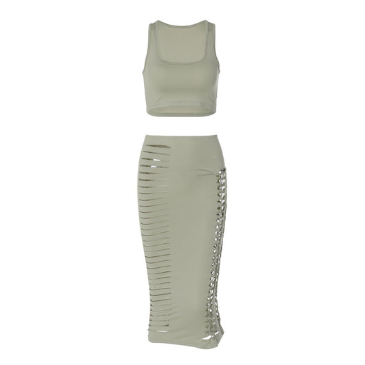 Conjunto Falda y Chaleco Calado Slim Fit Verano - Image 23