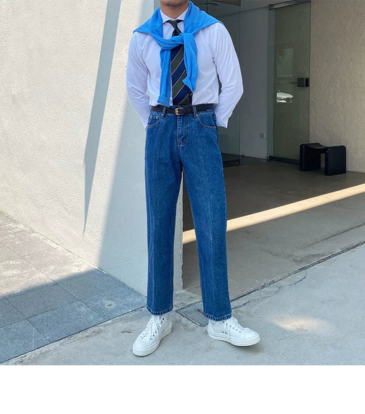 Jeans Slim Fit Estilo Retro Británico para Hombre - Image 15