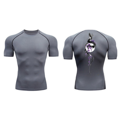 Playera de Compresión Estampado Espada Manga Corta Verano Hombre - Image 26