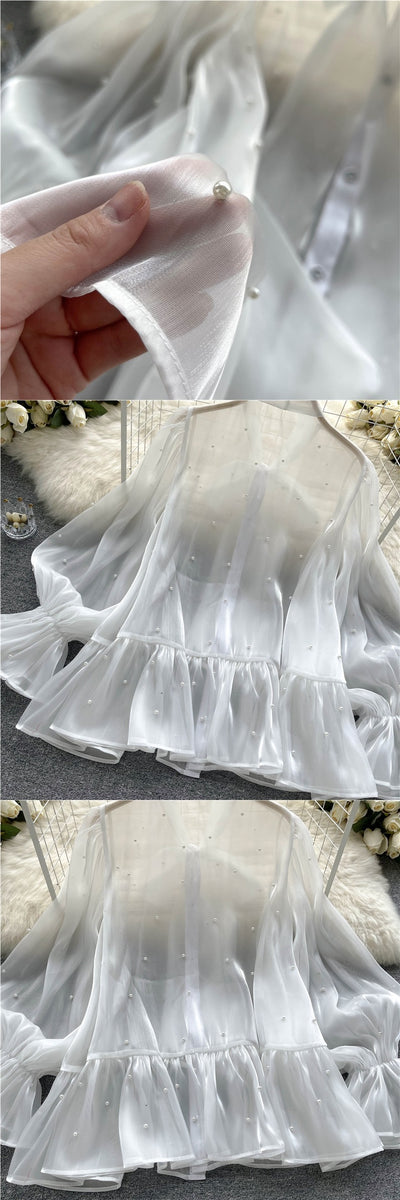 Blusa Elegante con Mangas Acampanadas y Detalle de Moño en Perlas - Image 7