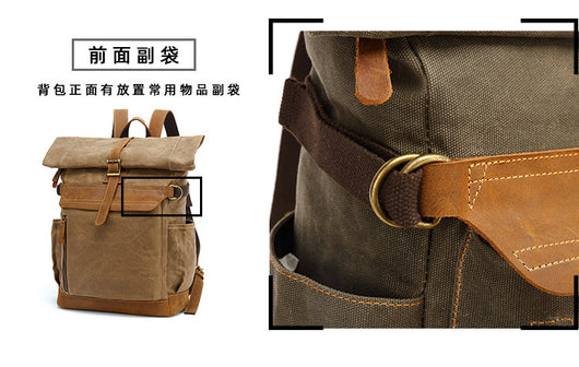 Mochila de Cuero Crazy Horse para Viajes - Bolsa Multifuncional Hombre con Compartimento Laptop - Image 16