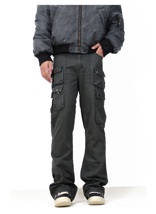 Pantalón de Trabajo Versátil con Múltiples Bolsillos y Corte Acampanado - Image 17