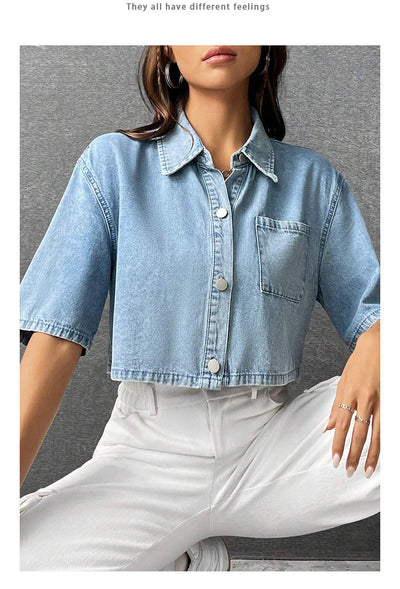 Chaleco Denim Delgado Manga Corta para Mujer - Image 19