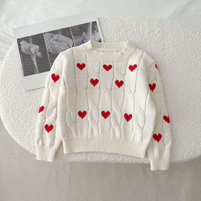 Suéter Infantil de Algodón Niño y Niña Cuello Redondo Rojo - Image 39