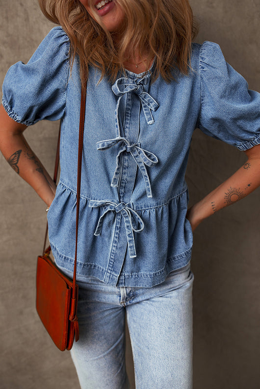Blusa Elegante con Detalle de Moño y Fruncido - Image 19