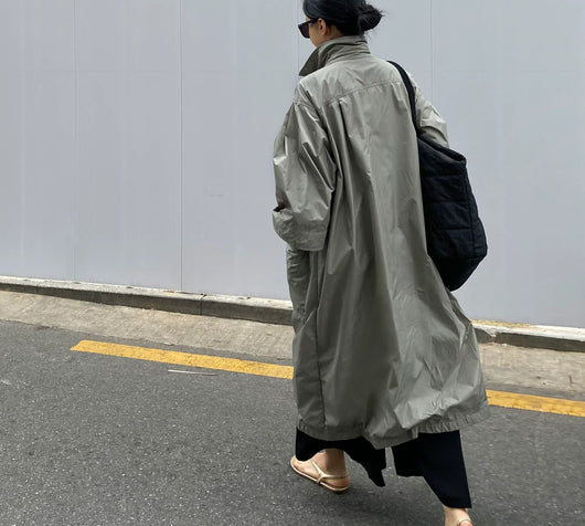 Abrigo Largo Tipo Gabardina para Mujer Talla Grande - Primavera y Otoño - Image 58
