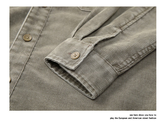 Camisa de Trabajo Pana Lavada Multi-Bolsillos Hombre - Versátil y Durable - Image 10