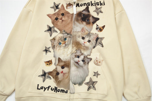 Sudadera Con Capucha Estampado Gato Divertido Unisex - Image 32
